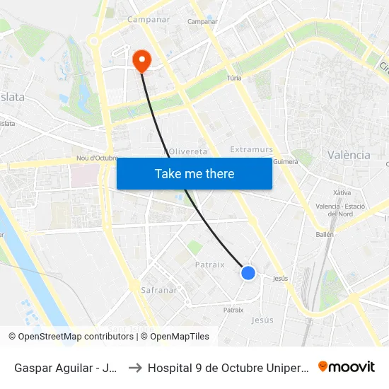 Gaspar Aguilar - Jesús to Hospital 9 de Octubre Unipersonal map
