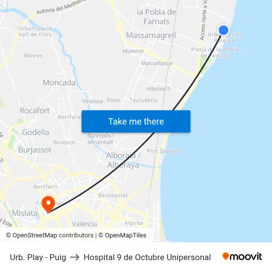 Urb. Play - Puig to Hospital 9 de Octubre Unipersonal map