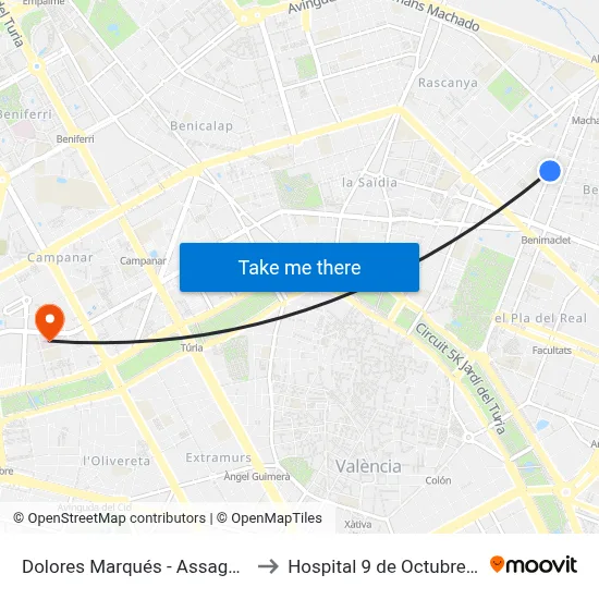 Dolores Marqués - Assagador D'Alboraia to Hospital 9 de Octubre Unipersonal map