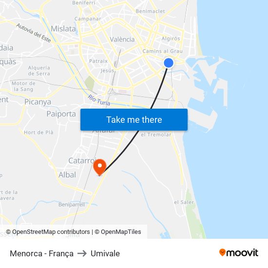 Menorca - França to Umivale map