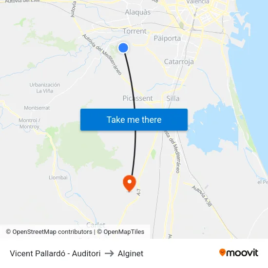 Vicent Pallardó - Auditori to Alginet map