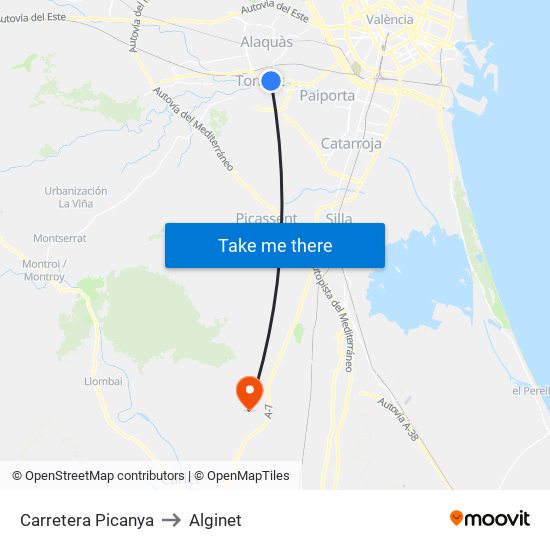 Carretera Picanya to Alginet map