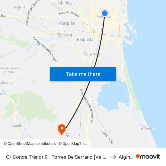 C/ Conde Trénor 9 - Torres De Serrano [València] to Alginet map