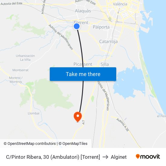 C/Pintor Ribera, 30 (Ambulatori) [Torrent] to Alginet map
