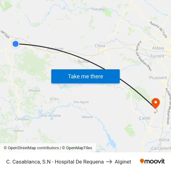 C. Casablanca, S.N - Hospital De Requena to Alginet map