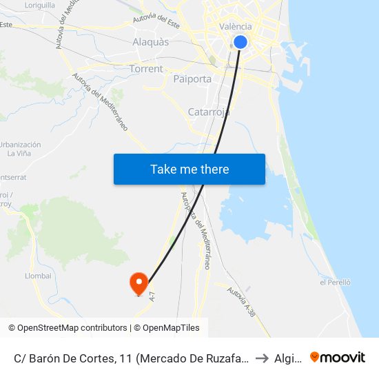 C/ Barón De Cortes, 11 (Mercado De Ruzafa) [València] to Alginet map