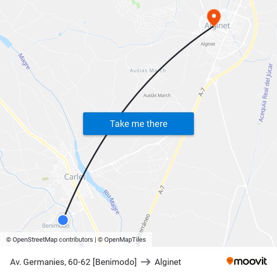 Av. Germanies, 60-62 [Benimodo] to Alginet map