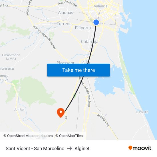 Sant Vicent - San Marcelino to Alginet map