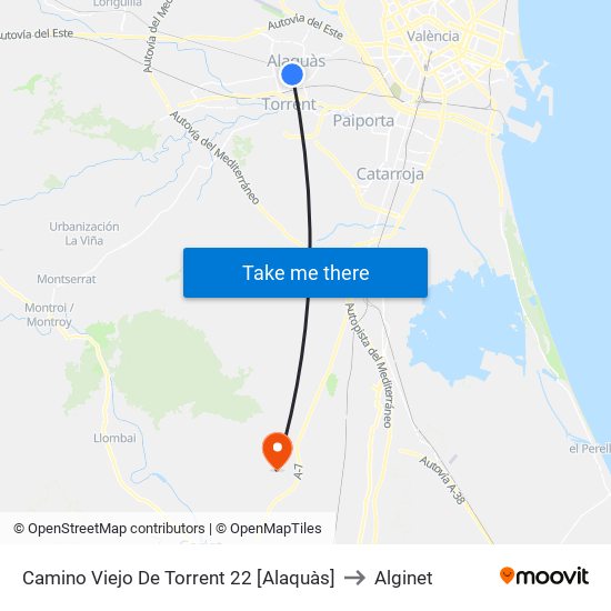 Camino Viejo De Torrent 22 [Alaquàs] to Alginet map
