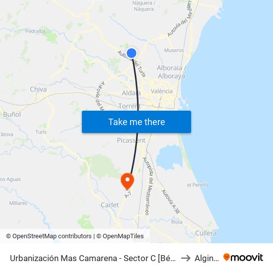 Urbanización Mas Camarena - Sector C [Bétera] to Alginet map