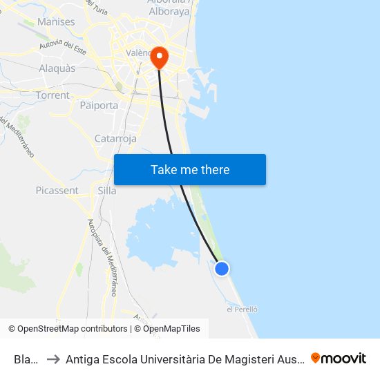 Blayet to Antiga Escola Universitària De Magisteri Ausiàs March map