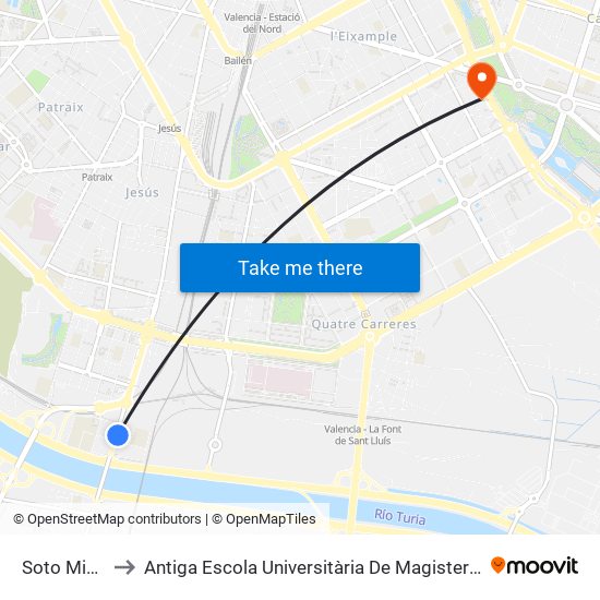 Soto Micó 41 to Antiga Escola Universitària De Magisteri Ausiàs March map