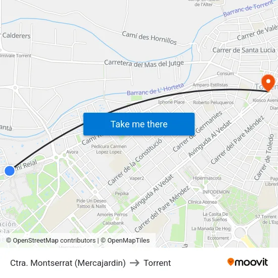 Crta. Monserrat - Mercajardín to Torrent map