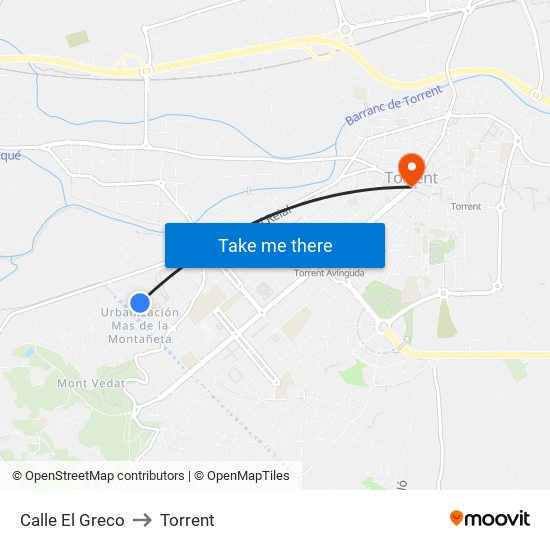 Calle El Greco to Torrent map