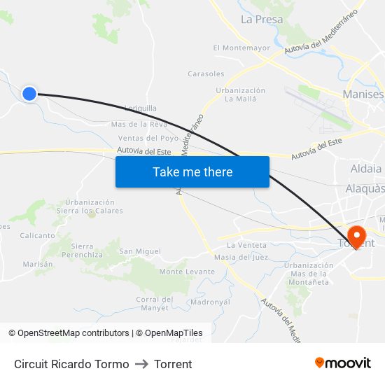 Circuit Ricardo Tormo to Torrent map