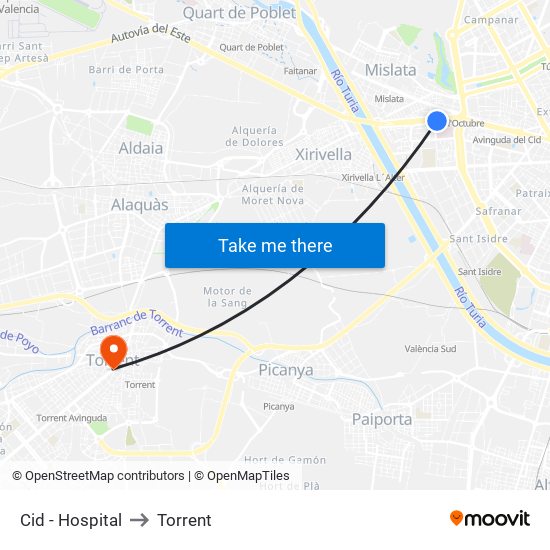 Cid - Hospital to Torrent map