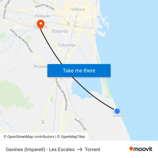 Gavines (Imparell) - Les Escales to Torrent map