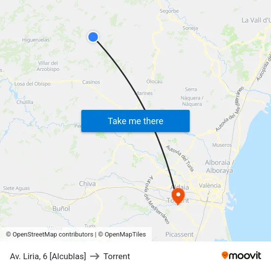 Av. Liria, 6 [Alcublas] to Torrent map