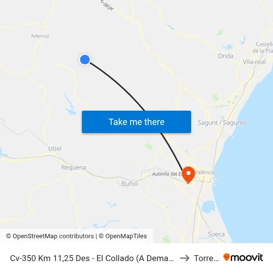 Cv-350 Km 11,25 Des - El Collado (A Demanda) to Torrent map