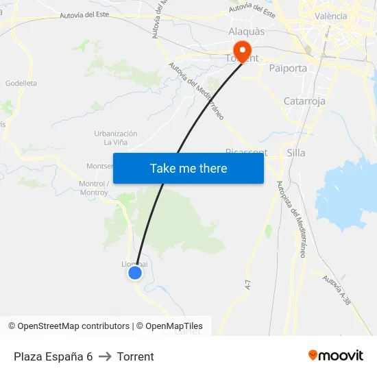 Plaza España 6 to Torrent map