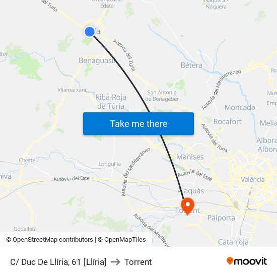 C/ Duc De Llíria, 61 [Llíria] to Torrent map