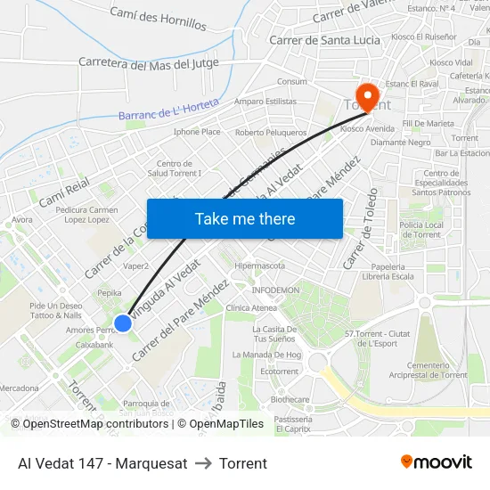 Torrent. Al Vedat 147 (Marquesat) to Torrent map