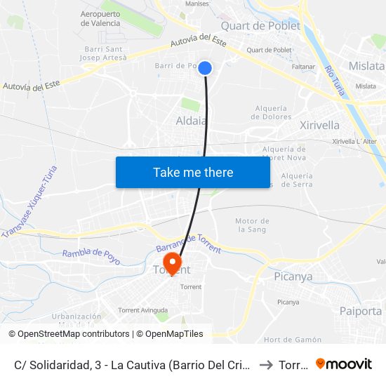 C/ Solidaridad, 3 - La Cautiva (Barrio Del Cristo) [Aldaia] to Torrent map