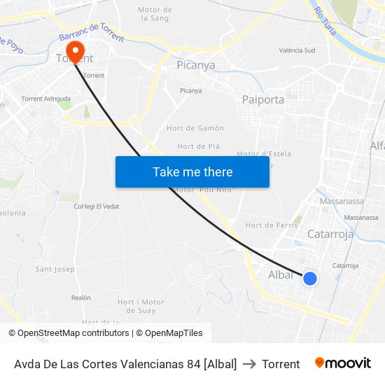 Avda De Las Cortes Valencianas 84 [Albal] to Torrent map