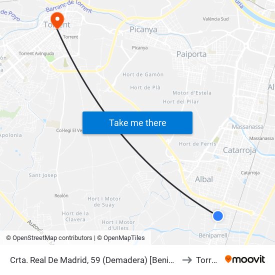 Crta. Real De Madrid, 59 (Demadera) [Beniparrell] to Torrent map