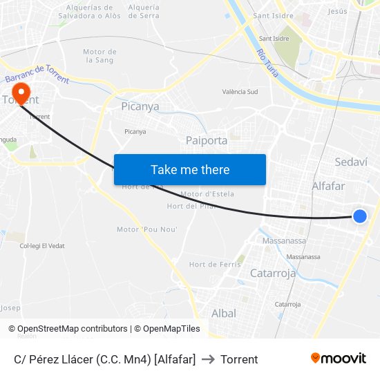 C/ Pérez Llácer (C.C. Mn4) [Alfafar] to Torrent map