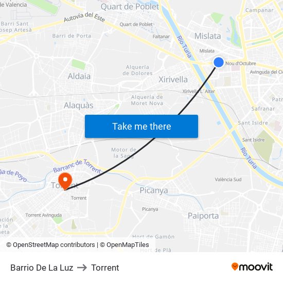 Barrio De La Luz to Torrent map