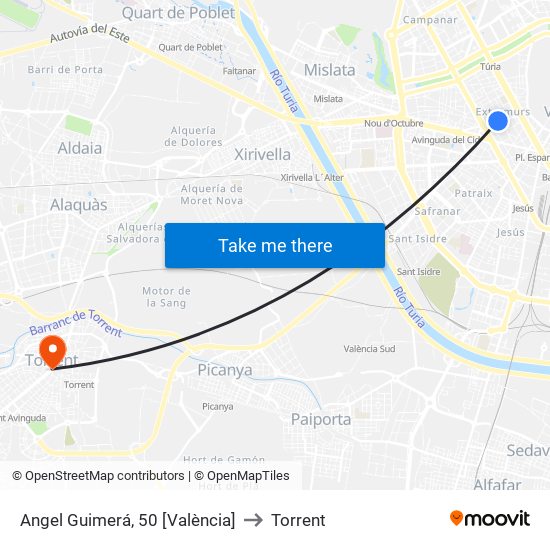 Angel Guimerá, 50 [València] to Torrent map