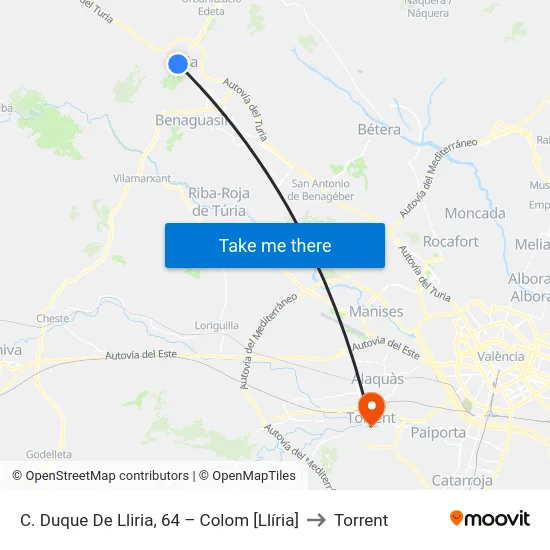 C. Duque De Lliria, 64 – Colom [Llíria] to Torrent map