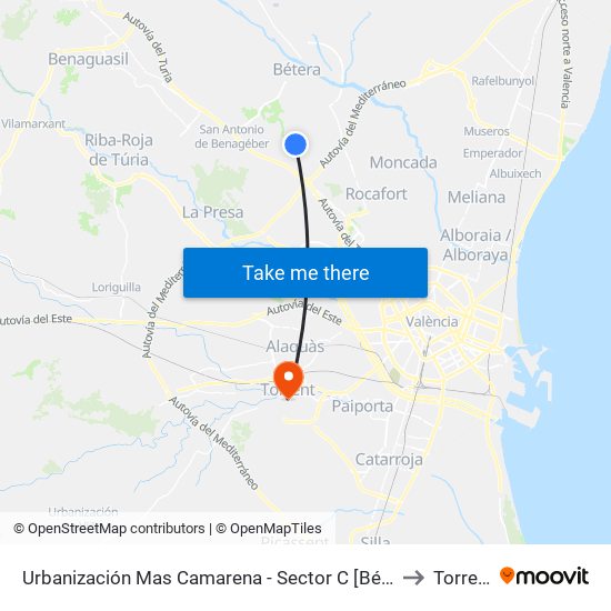 Urbanización Mas Camarena - Sector C [Bétera] to Torrent map