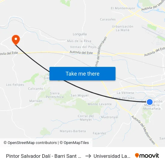 Pintor Salvador Dalí - Barri Sant Gregori to Universidad Laboral map
