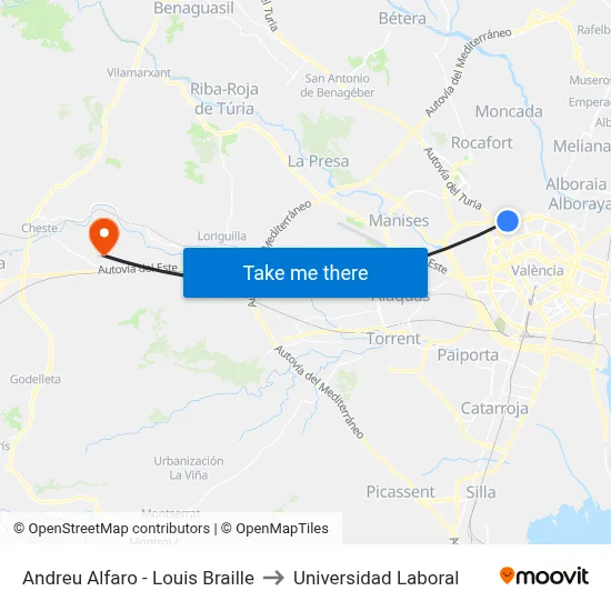 Andreu Alfaro - Louis Braille to Universidad Laboral map