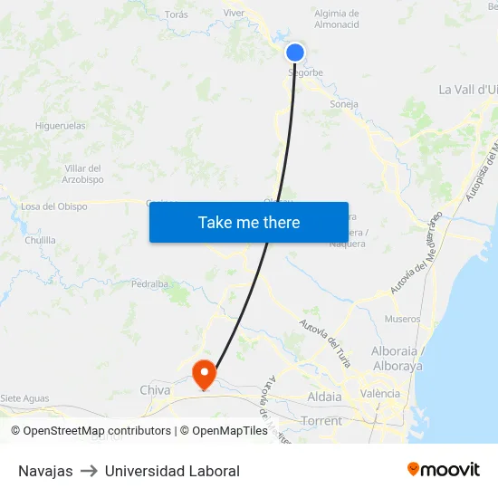 Navajas to Universidad Laboral map