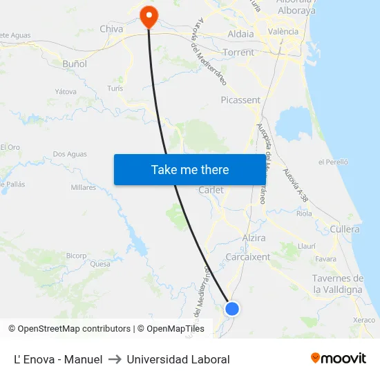 L' Enova - Manuel to Universidad Laboral map