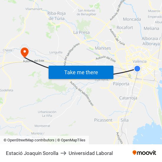 Estació Joaquín Sorolla to Universidad Laboral map