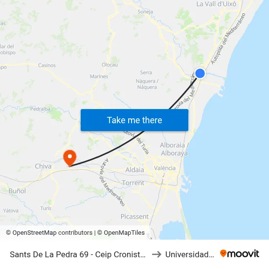 Sants De La Pedra 69 - Ceip Cronista Chabret [Sagunt] to Universidad Laboral map