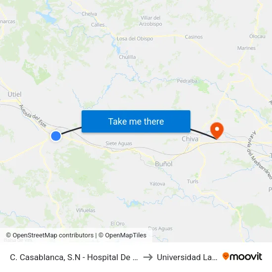 C. Casablanca, S.N - Hospital De Requena to Universidad Laboral map