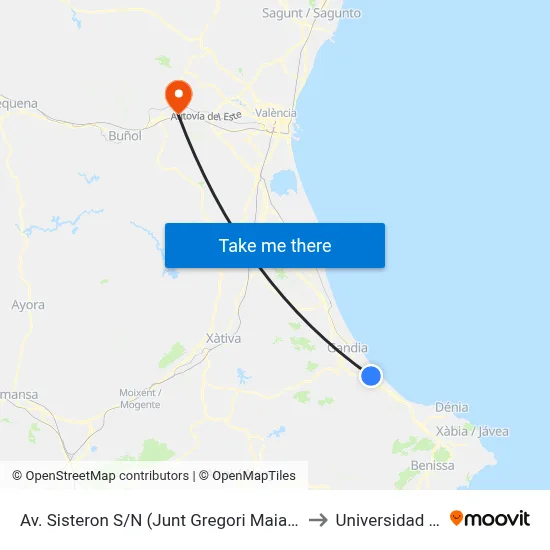 Av. Sisteron S/N (Junt Gregori Maians) Vuelta [Oliva] to Universidad Laboral map