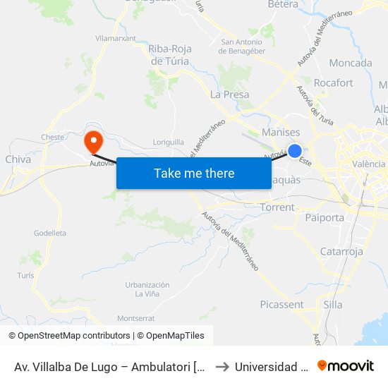 Av. Villalba De Lugo – Ambulatori [Quart De Poblet] to Universidad Laboral map