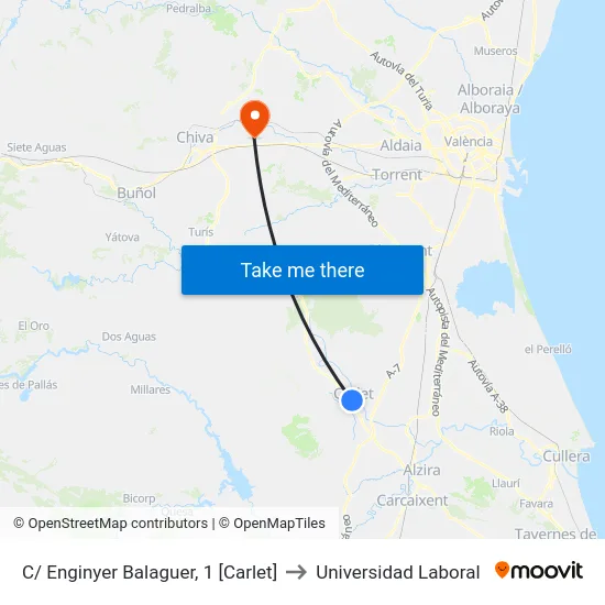 C/ Enginyer Balaguer, 1 [Carlet] to Universidad Laboral map