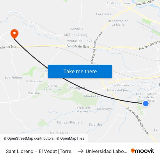 Sant Llorenç – El Vedat [Torrent] to Universidad Laboral map