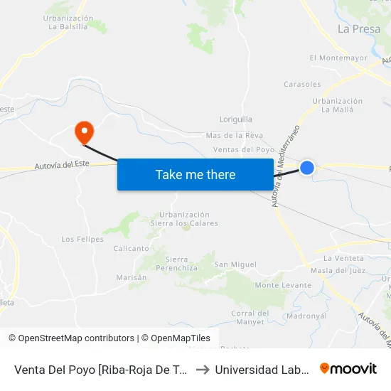 Venta Del Poyo [Riba-Roja De Túria] to Universidad Laboral map