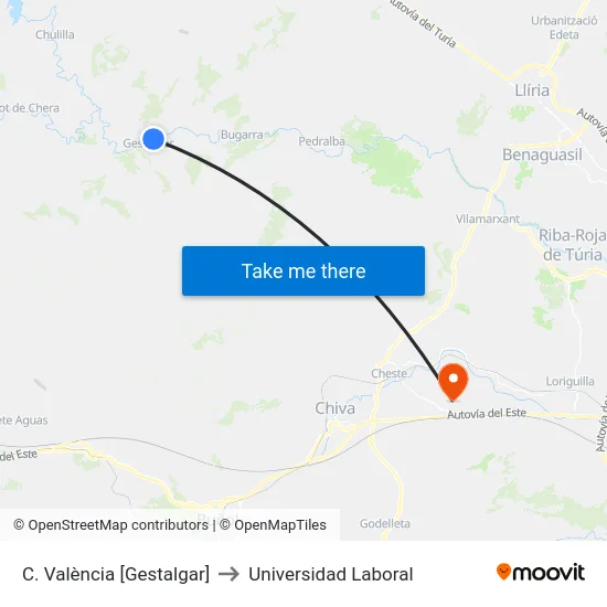 C. València [Gestalgar] to Universidad Laboral map