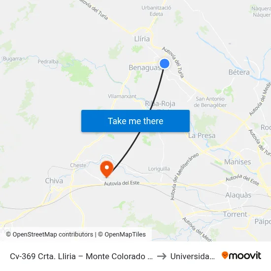 Cv-369 Crta. Lliria – Monte Colorado [Pobla De Vallbona, La] to Universidad Laboral map
