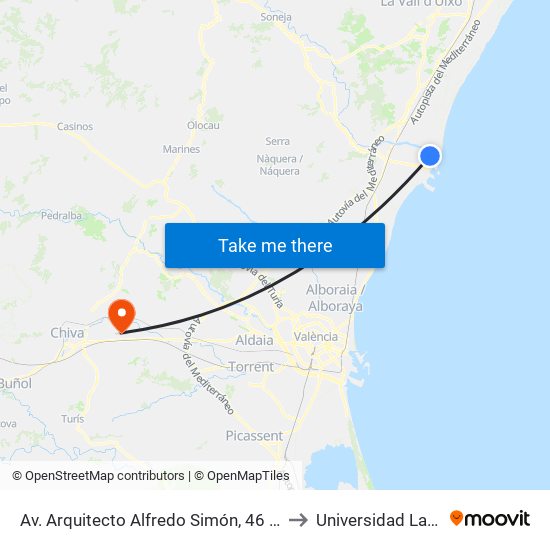 Av. Arquitecto Alfredo Simón, 46 [Sagunt] to Universidad Laboral map
