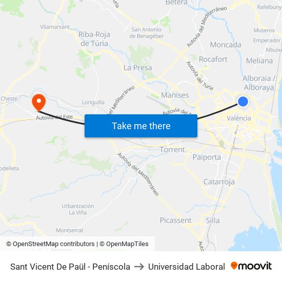 Sant Vicent De Paül - Peníscola to Universidad Laboral map